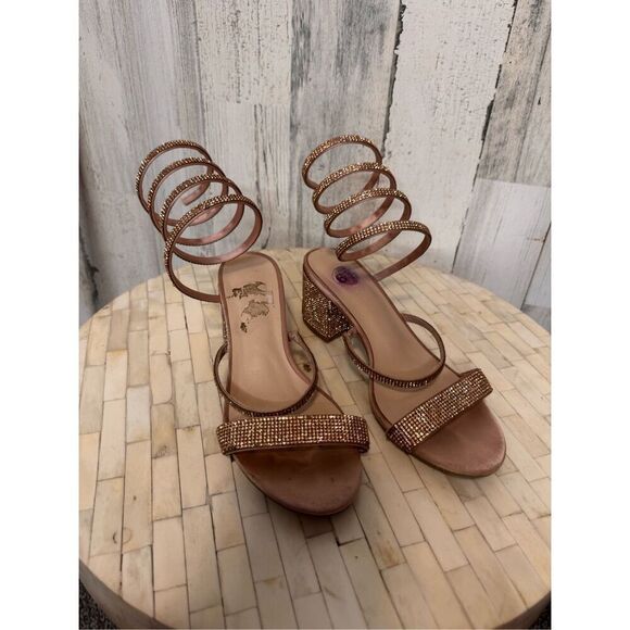 Windsor Cue The Glamour Satin Rhinestone Sprial Heels - Picture 2 of 6